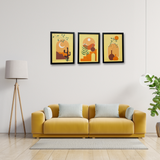 Dev Aastha Boho Wall Art Framed Art Print for Bedroom, Minimalist Office Room Décor - Set Of 3