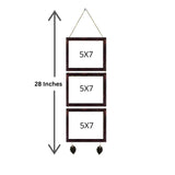 Pack of 3 Dev Aastha 5x7 inch hanging photo frames, durable and elegant finish, easy wall mounting for stylish photo display.