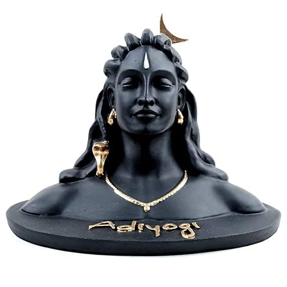 Dev Aastha Black Resin Adiyogi Shiva Statue for Car Dashboard| Adiyogi Statue for Home Decor Pooja Room Office| Mahadev Murti Lord Shiva Idol Gift for Maha Shivaratri