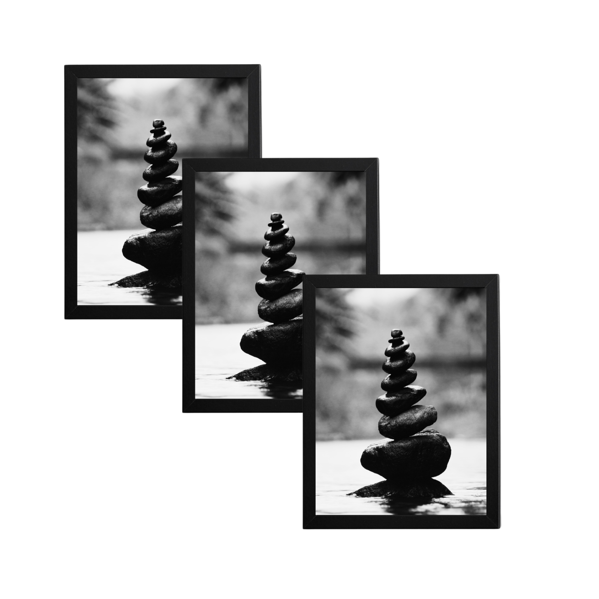 Pack of 3 Dev Aastha A4 size wooden photo frames for wall decoration.