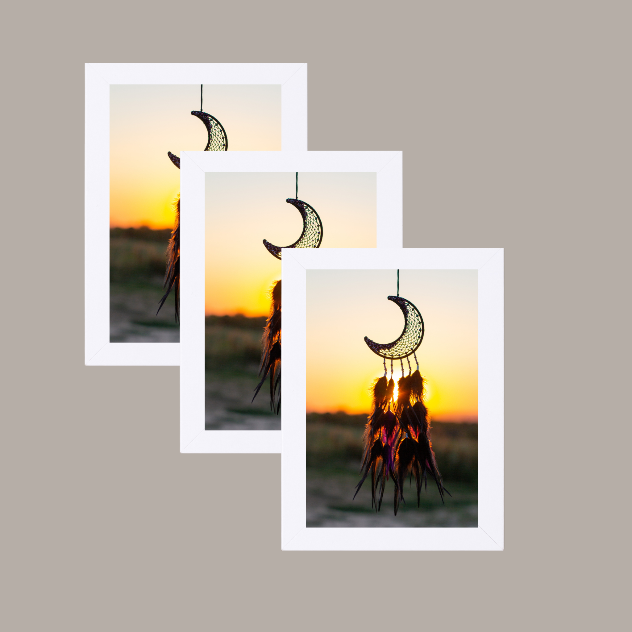 Pack of 3 Dev Aastha wooden A4 size photo frames for elegant wall decoration.