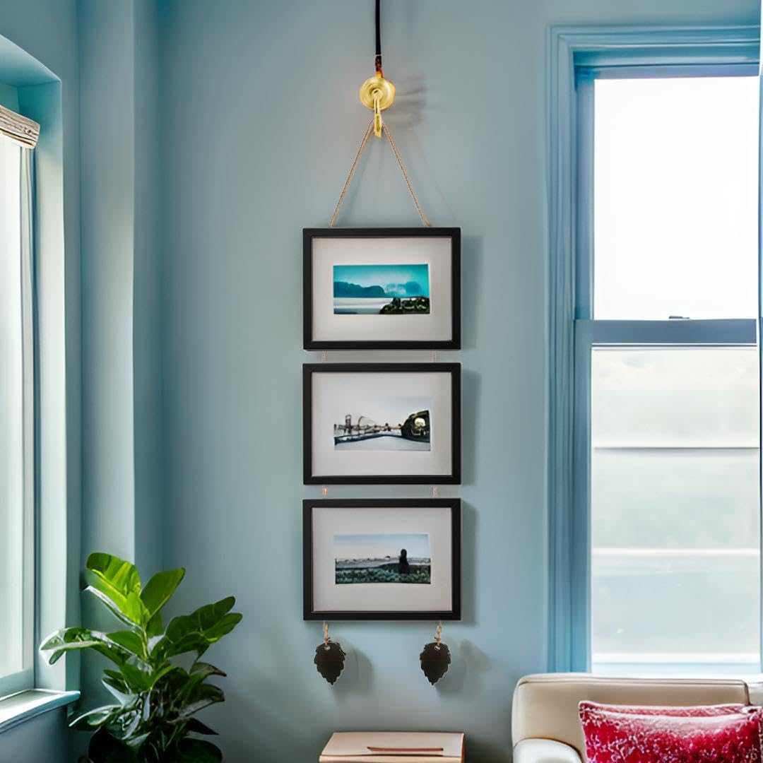 Pack of 3 hanging photo frames, 5x7 inches, elegant wall decor by Dev Aastha.