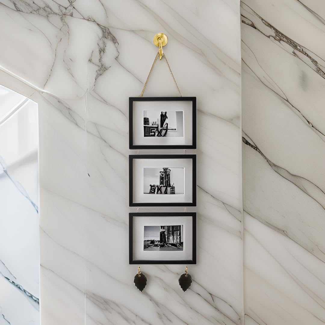 Pack of 3 hanging photo frames, 5x7 inches, durable design, elegant finish by Dev Aastha.