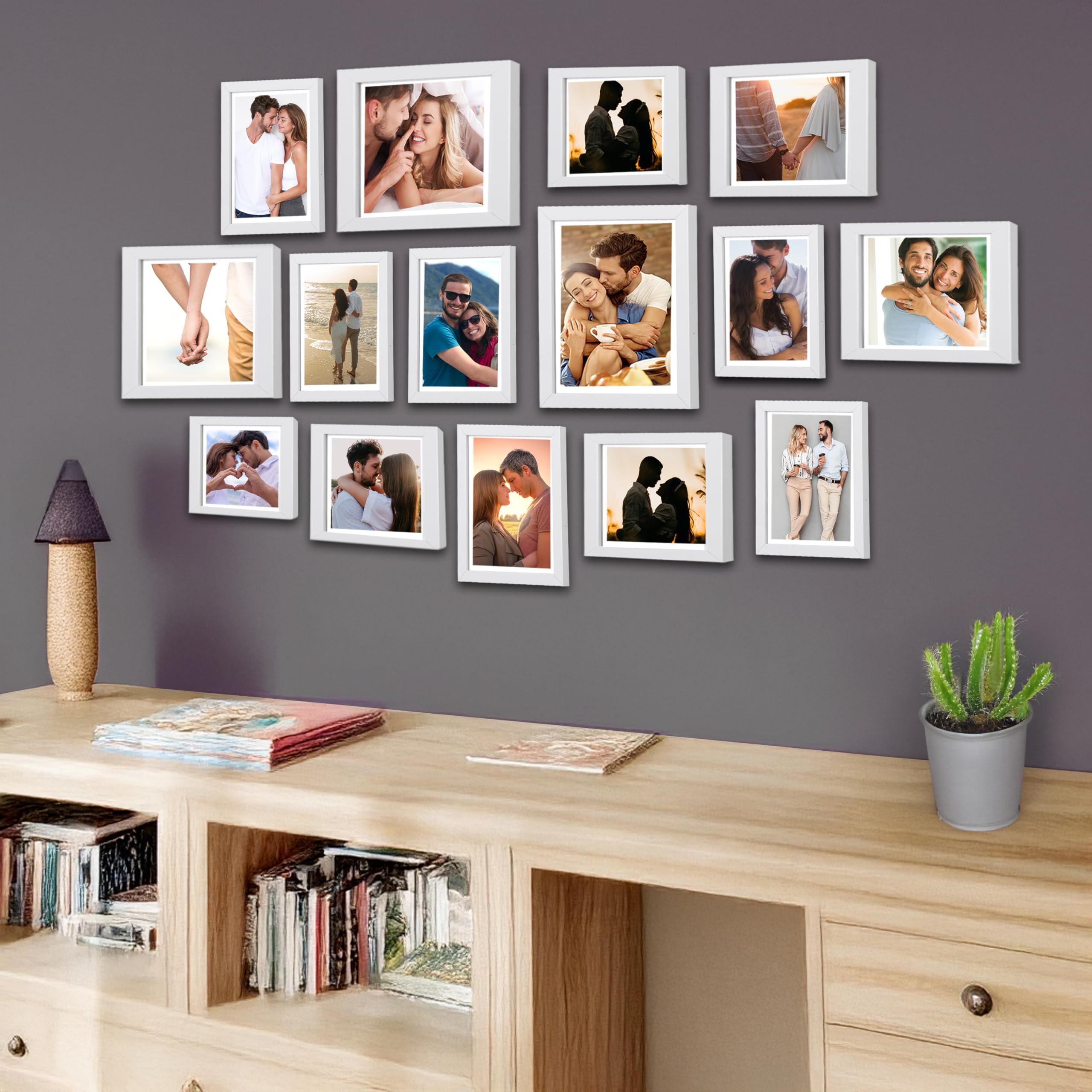 Dev Aastha Photo Frame For Wall | Wooden Frames For Wall Decoration | Photo Frame Set | Picture Frames | Rectangular Photo Frame For Home/Office | Family Collage | Set Of 15