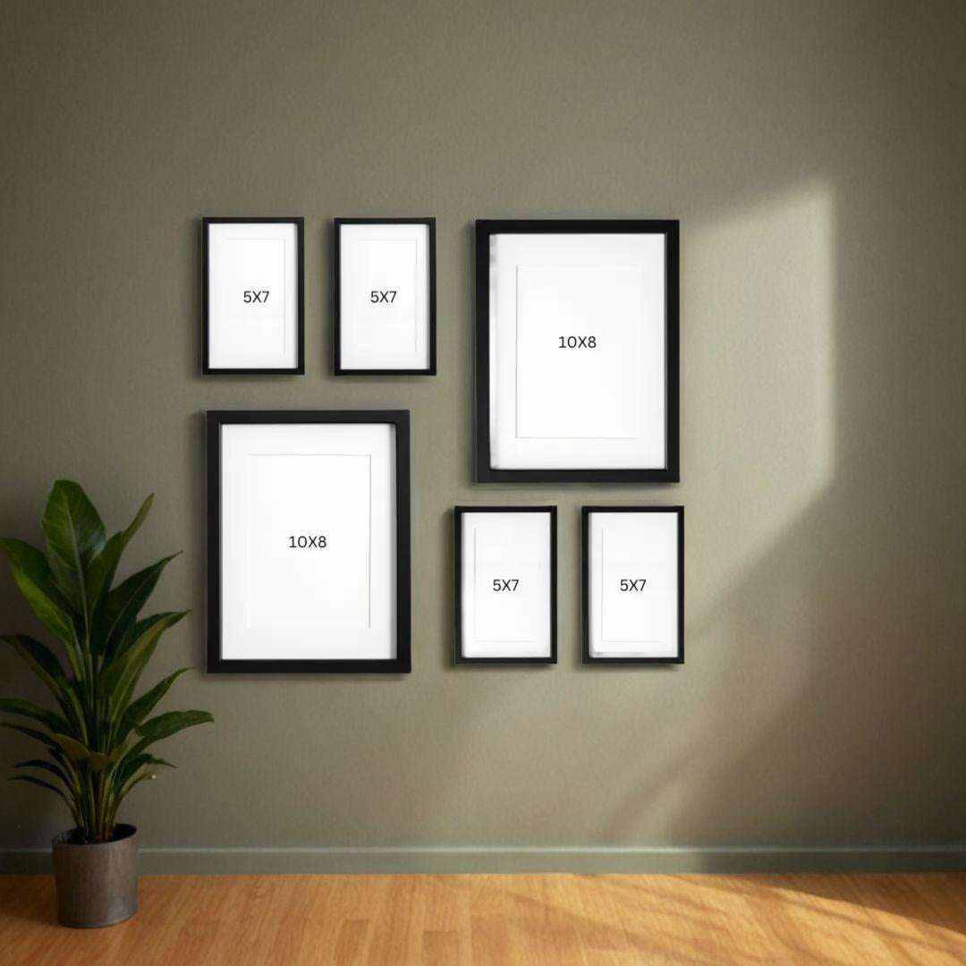 Acrylic photo frame set of 6 by Dev Aastha, modern and sleek design for home or office decor, easy wall mounting.