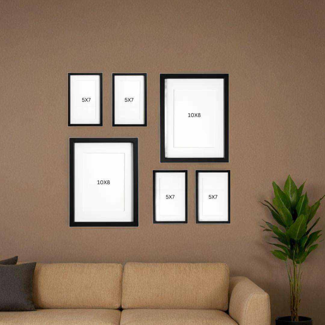 Set of 6 acrylic photo frames by Dev Aastha for modern wall decoration.