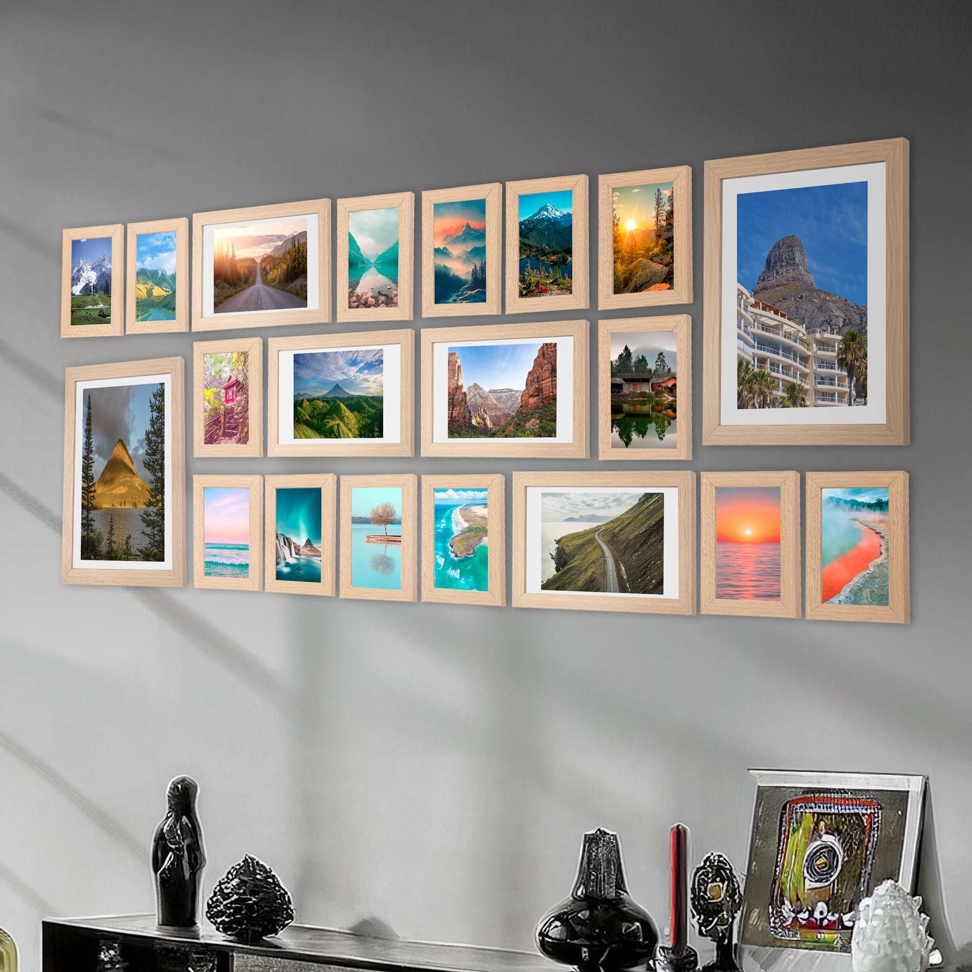 Dev Aastha Photo Frame For Wall | Wooden Frames For Wall Decoration | Photo Frame Set | Picture Frames | Rectangular Photo Frame For Home/Office | Family Collage | Set Of 20