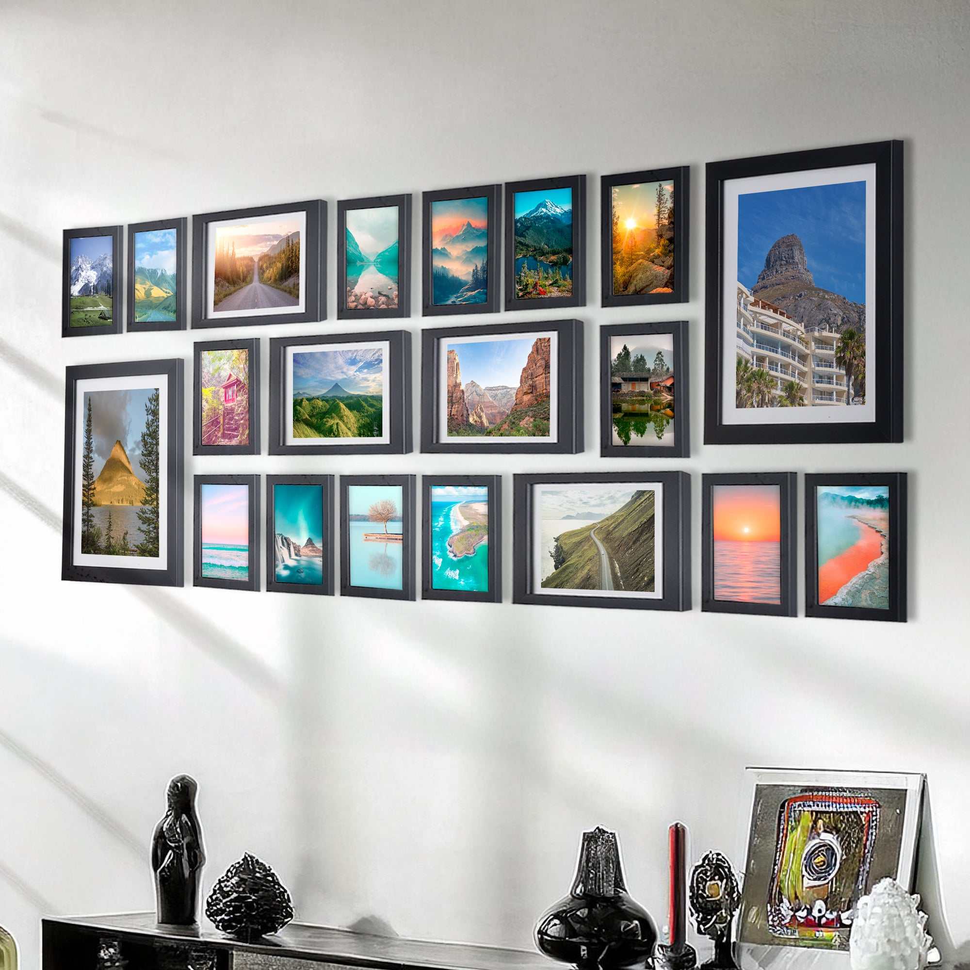 Dev Aastha Photo Frame For Wall | Wooden Frames For Wall Decoration | Photo Frame Set | Picture Frames | Rectangular Photo Frame For Home/Office | Family Collage | Set Of 20